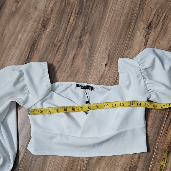 Boohoo Women's Crepe Wrap White Crop Top NWT 10 - Picture 8 of 12